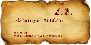 Lőwinger Milán névjegykártya